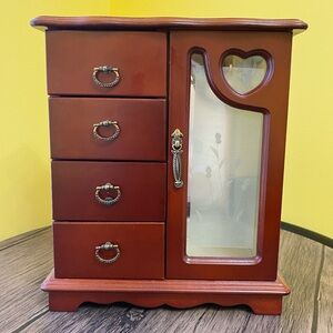 Wooden jewelry box necklace hanger 4 shelves